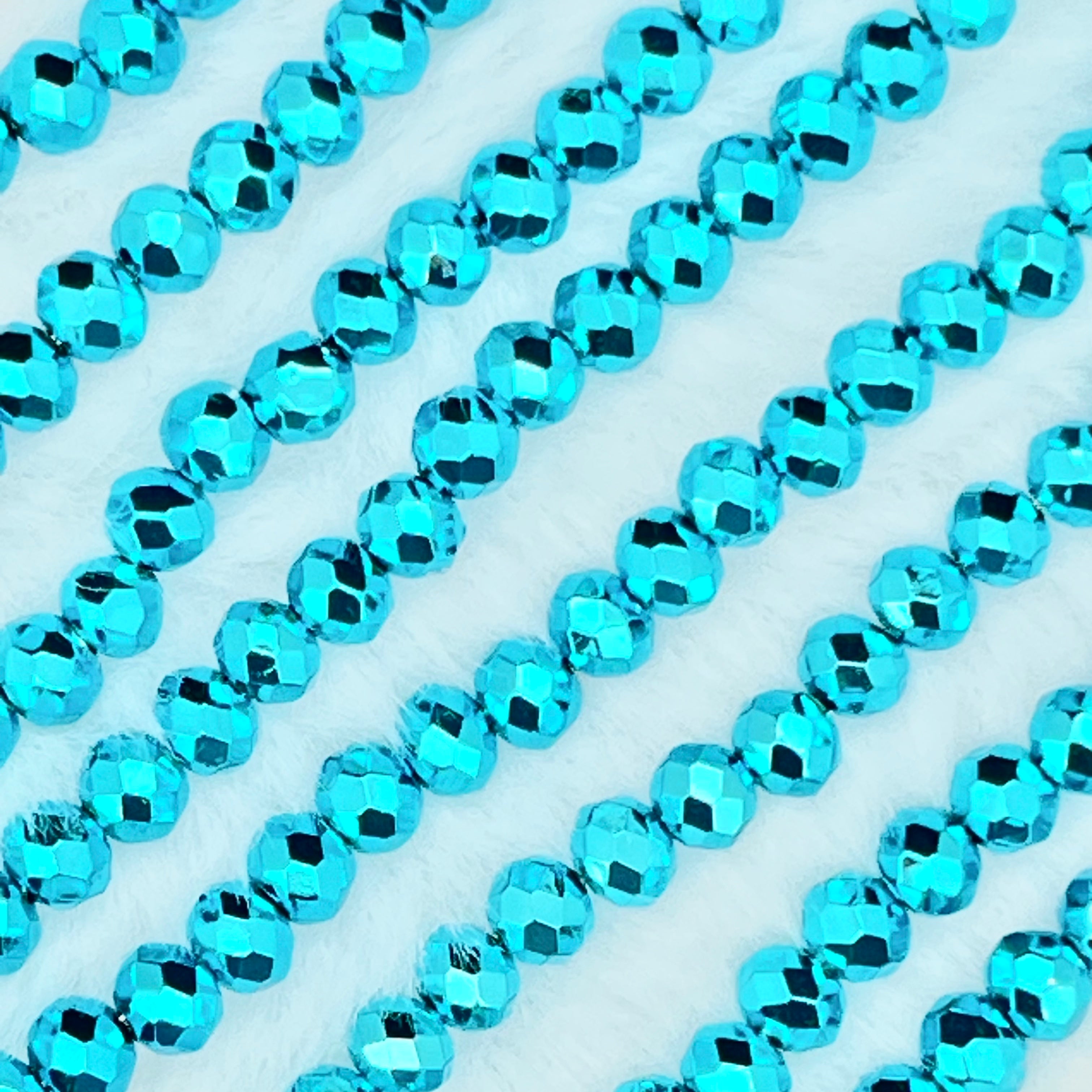 【Metallic Round Faceted-3.5mm】Crystal Strands