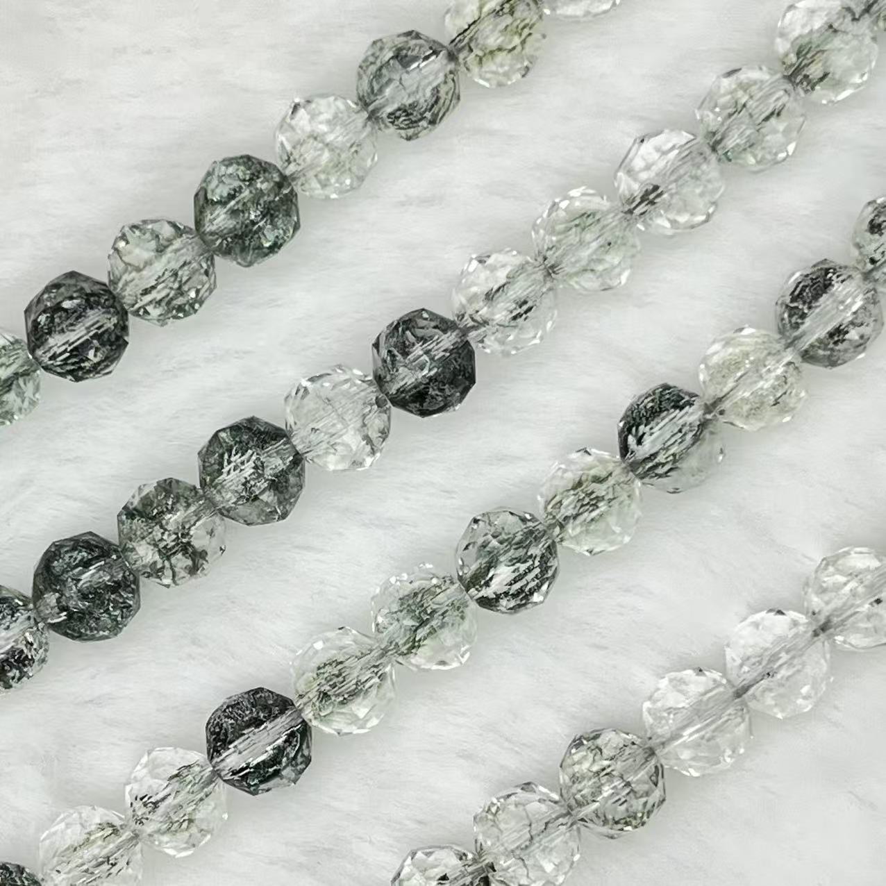 【 Crackle Round Faceted-7mm】Crystal Strands