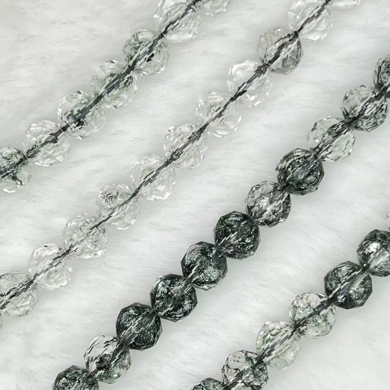【 Crackle Round Faceted-7mm】Crystal Strands