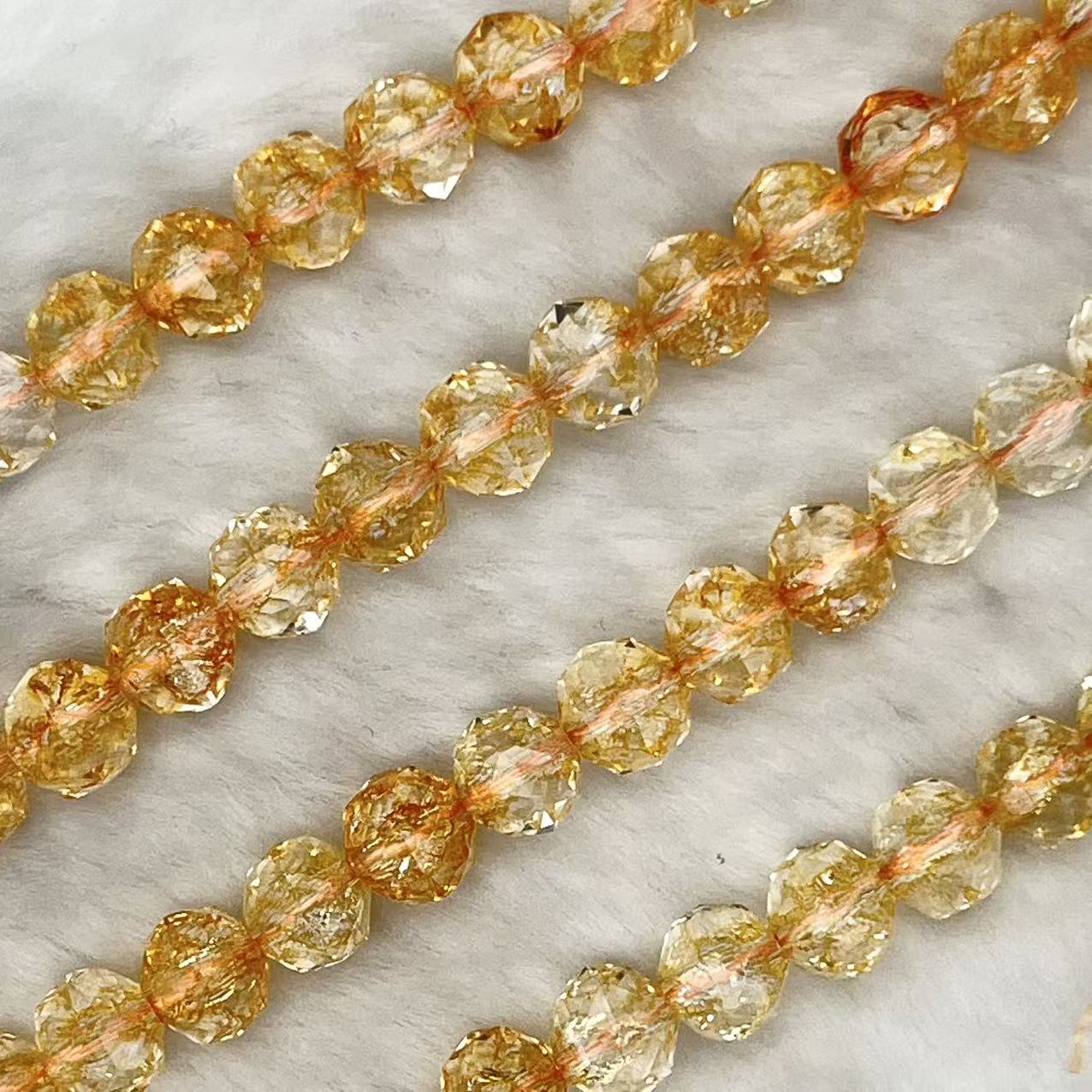 【 Crackle Round Faceted-7mm】Crystal Strands