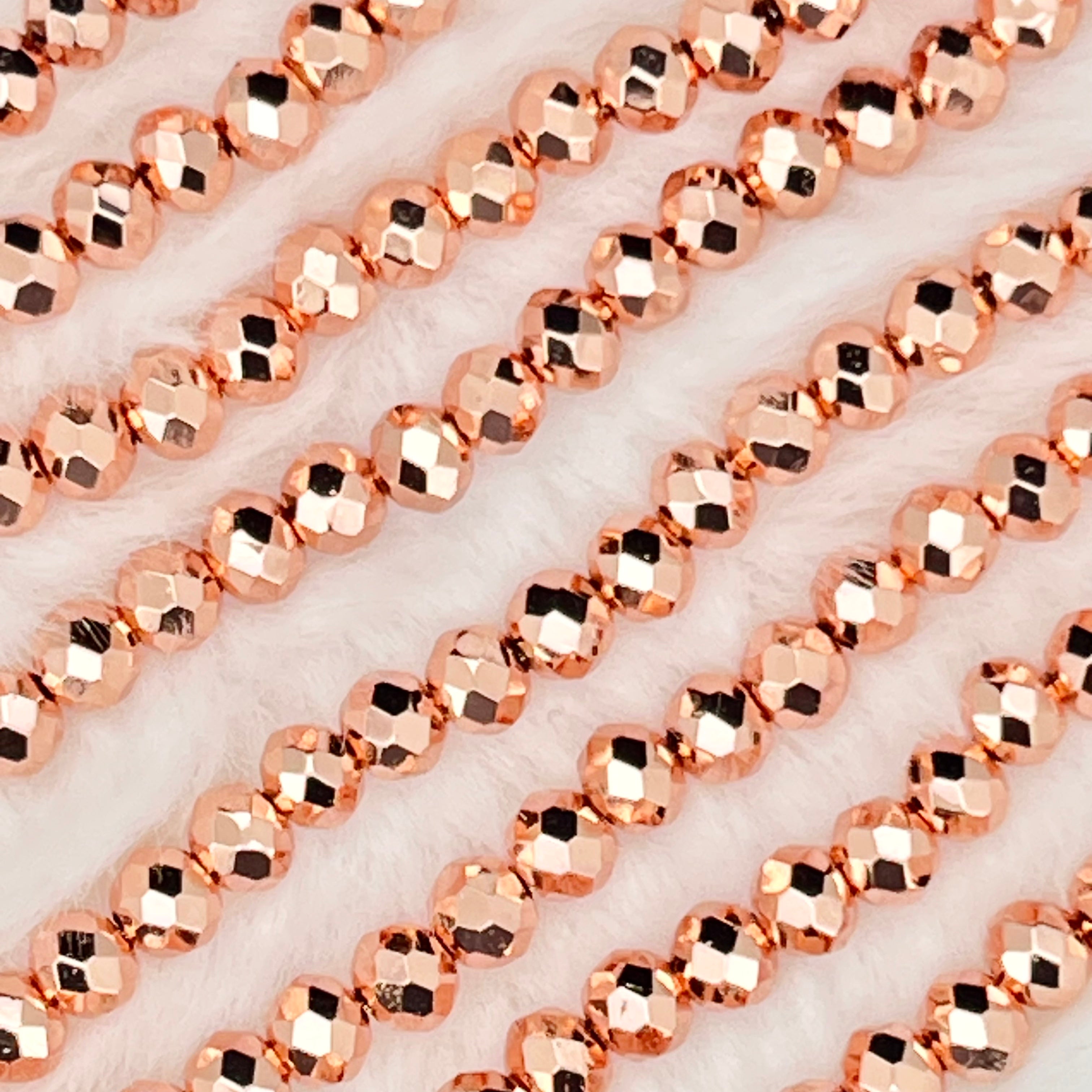 【Metallic Round Faceted-3.5mm】Crystal Strands