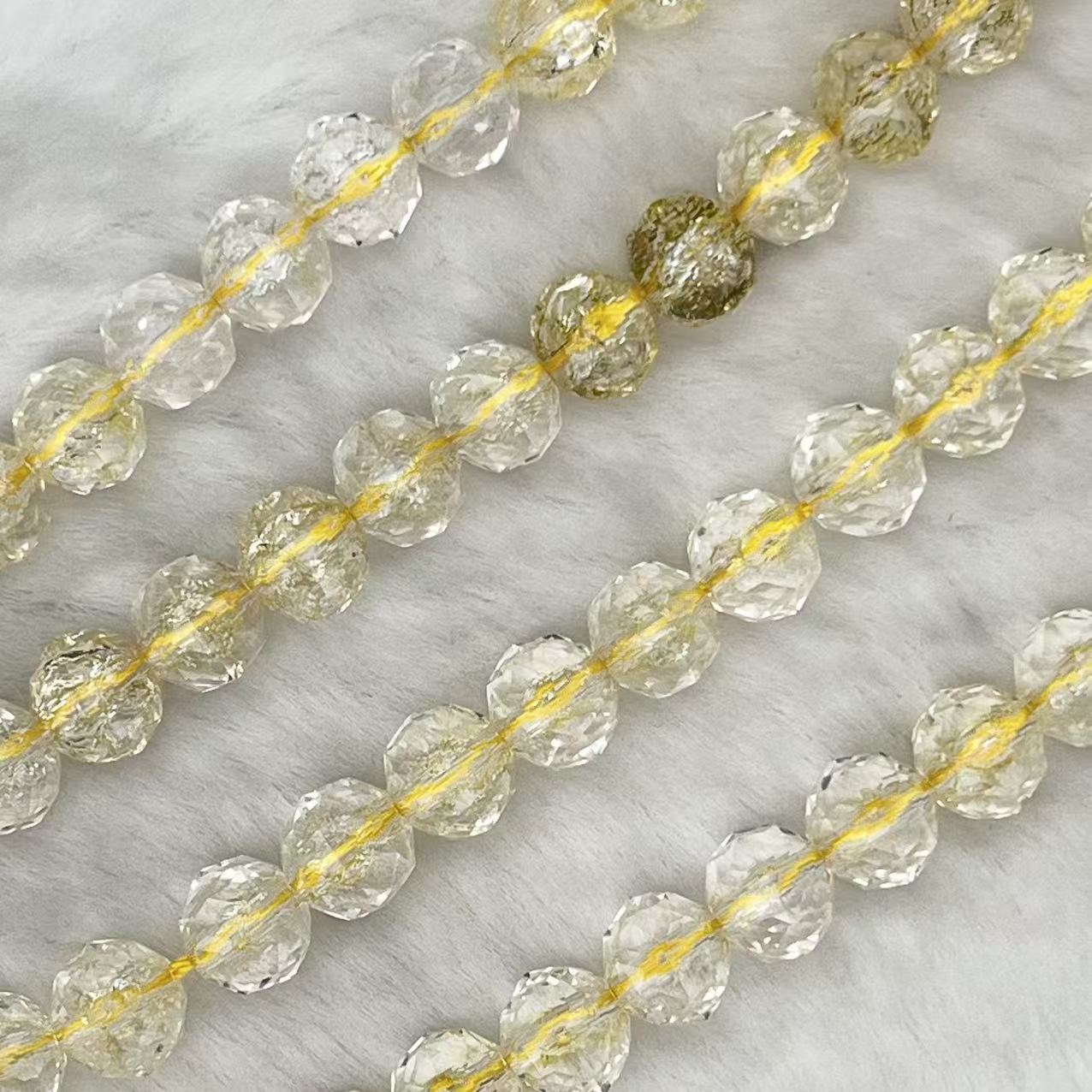 【 Crackle Round Faceted-7mm】Crystal Strands