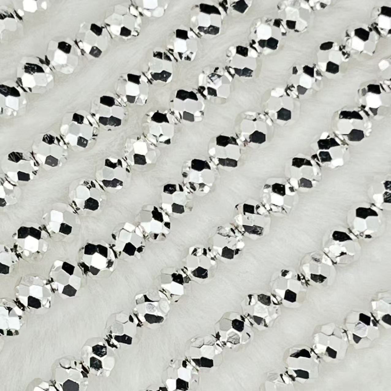 【Metallic Round Faceted-3.5mm】Crystal Strands