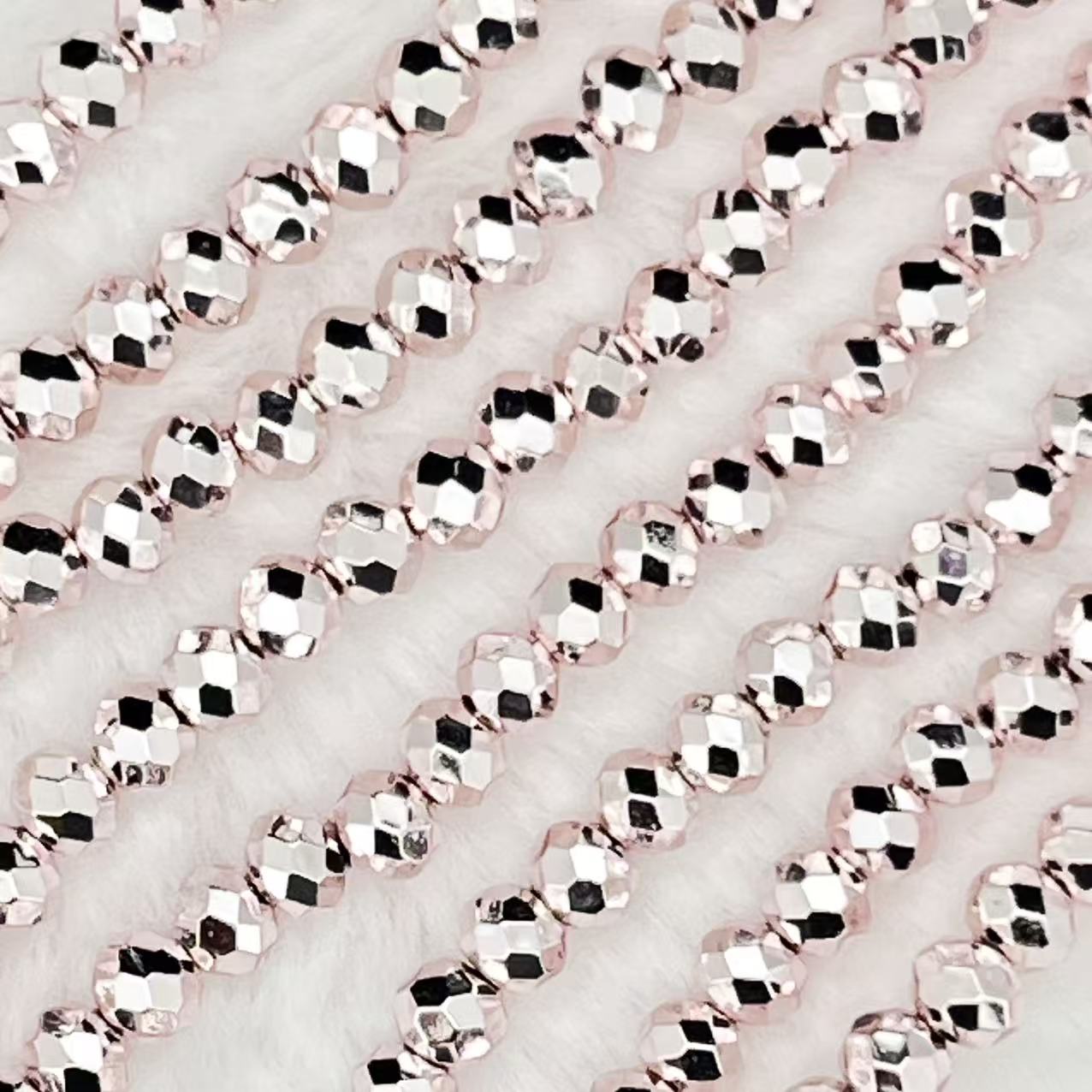 【Metallic Round Faceted-3.5mm】Crystal Strands