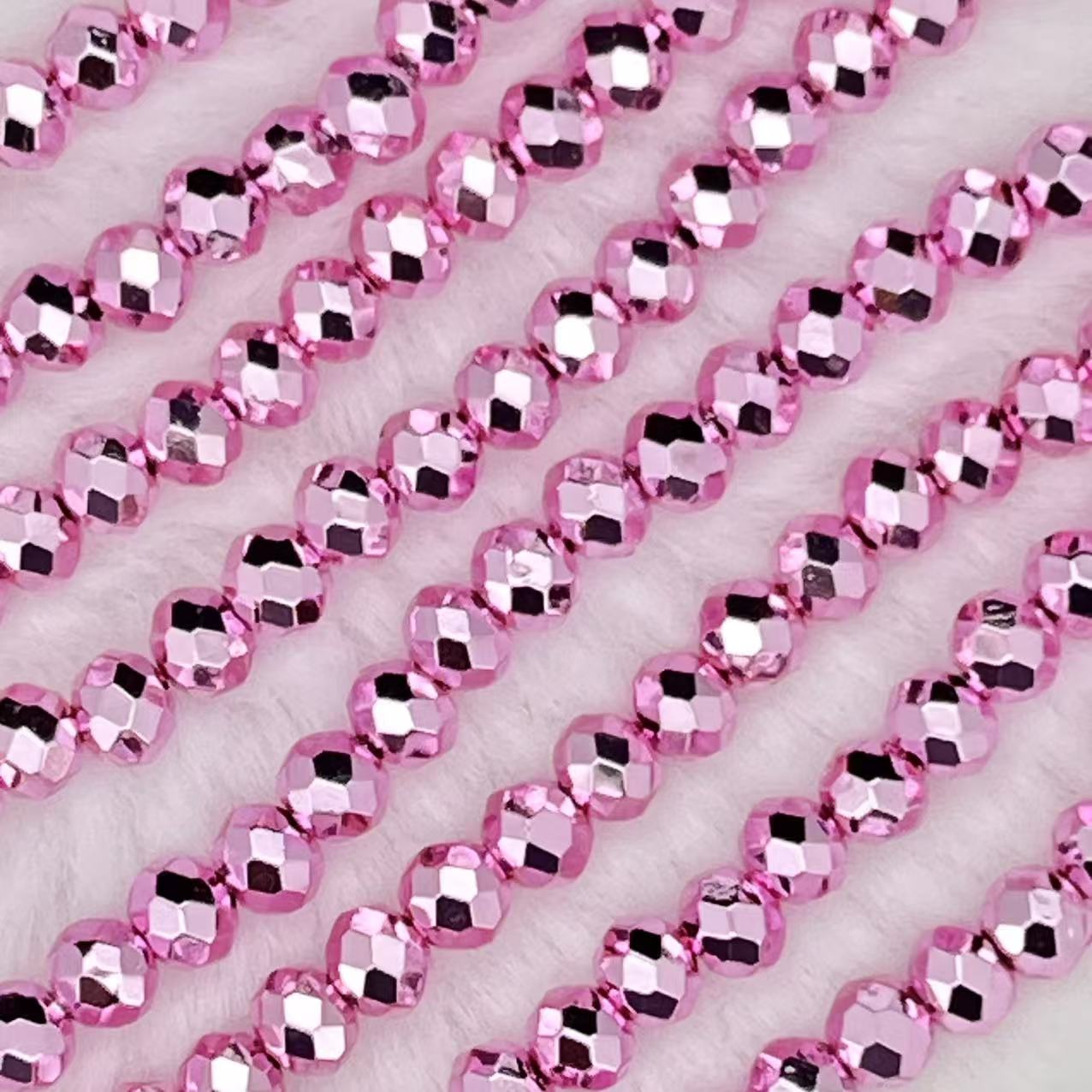 【Metallic Round Faceted-3.5mm】Crystal Strands