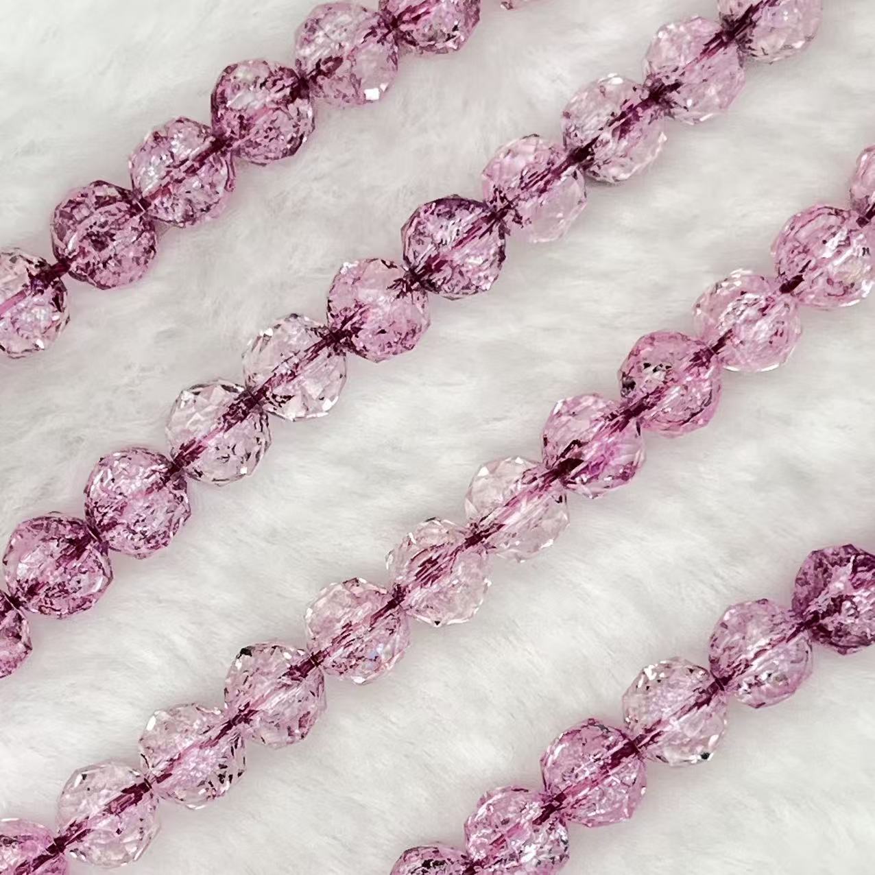 【 Crackle Round Faceted-7mm】Crystal Strands