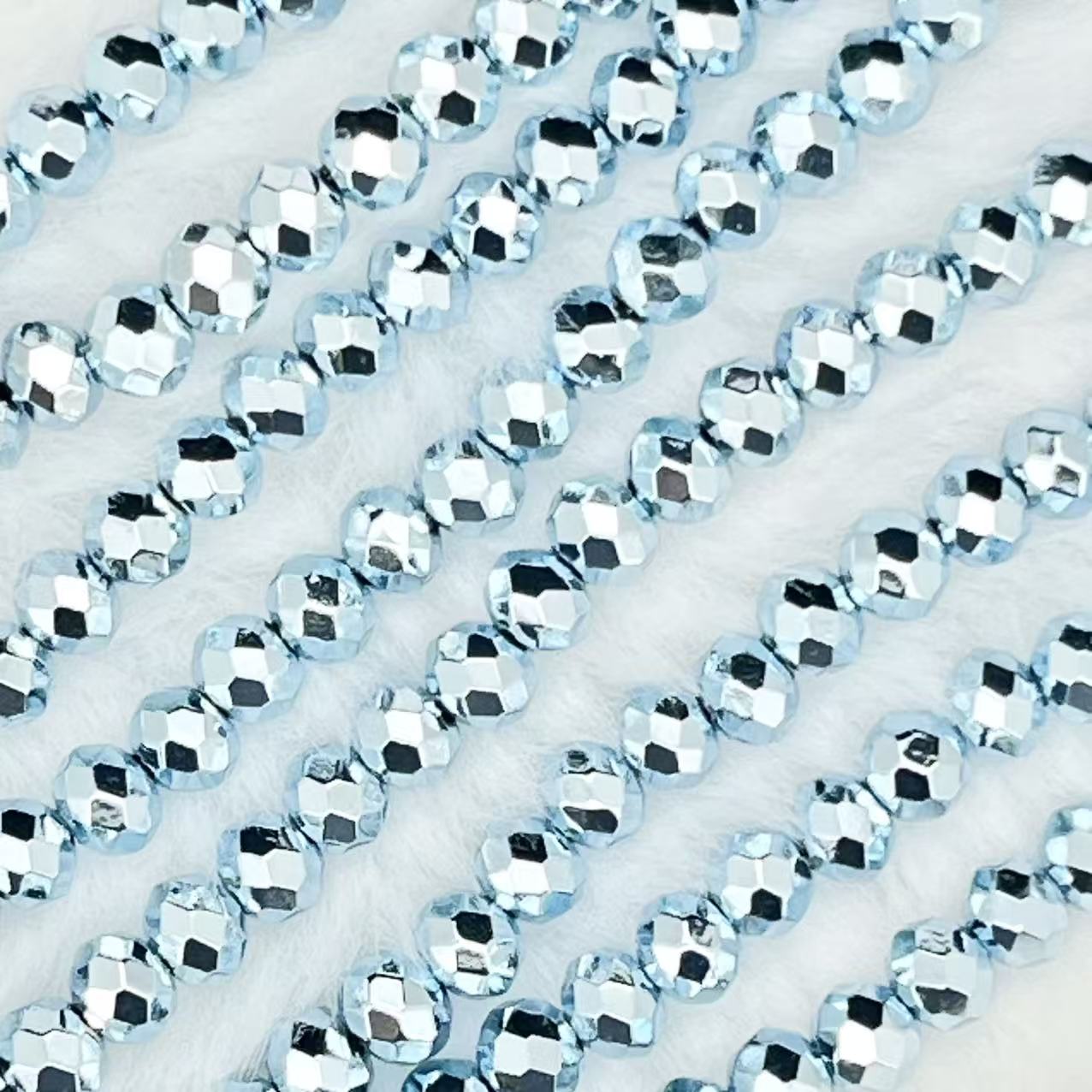 【Metallic Round Faceted-3.5mm】Crystal Strands