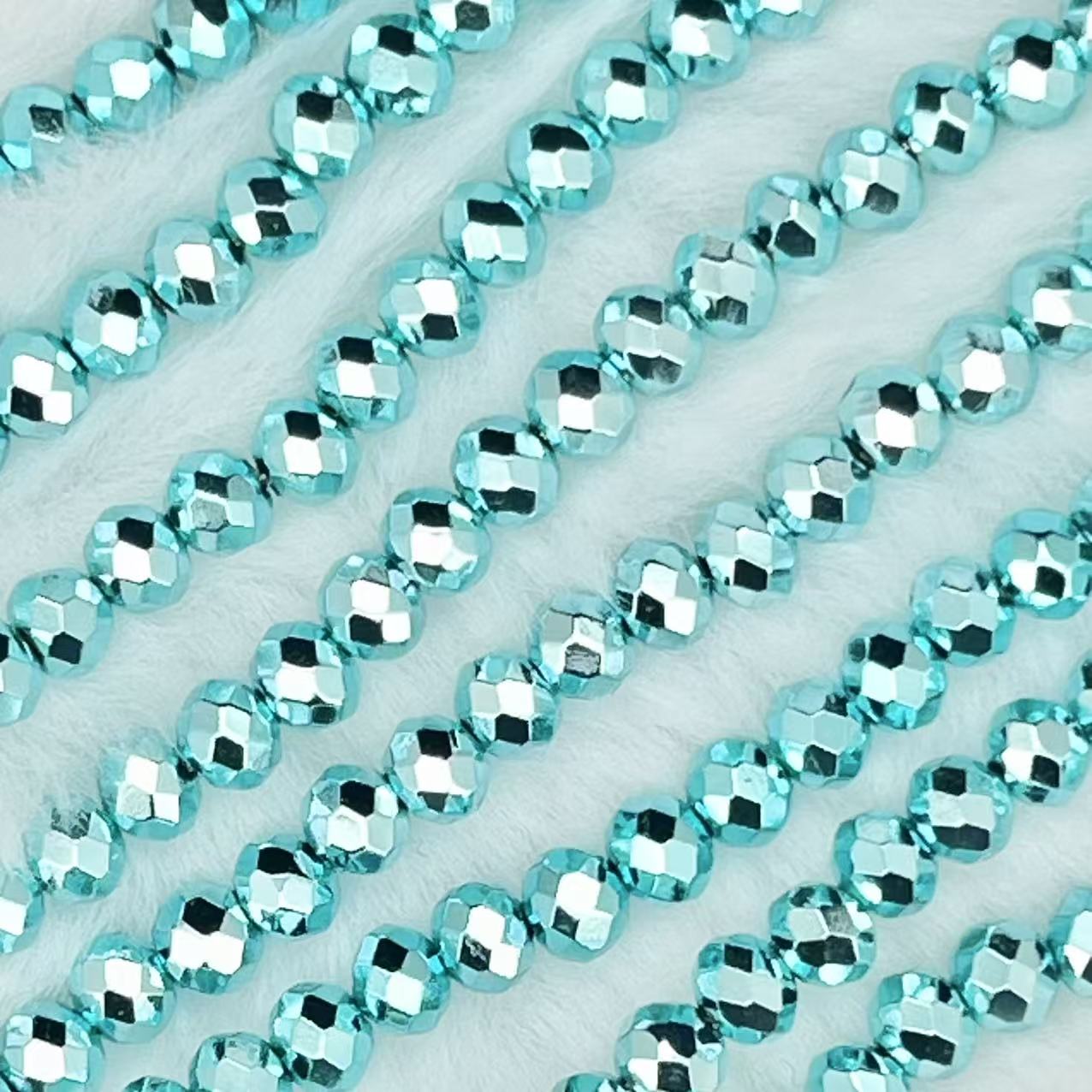 【Metallic Round Faceted-3.5mm】Crystal Strands