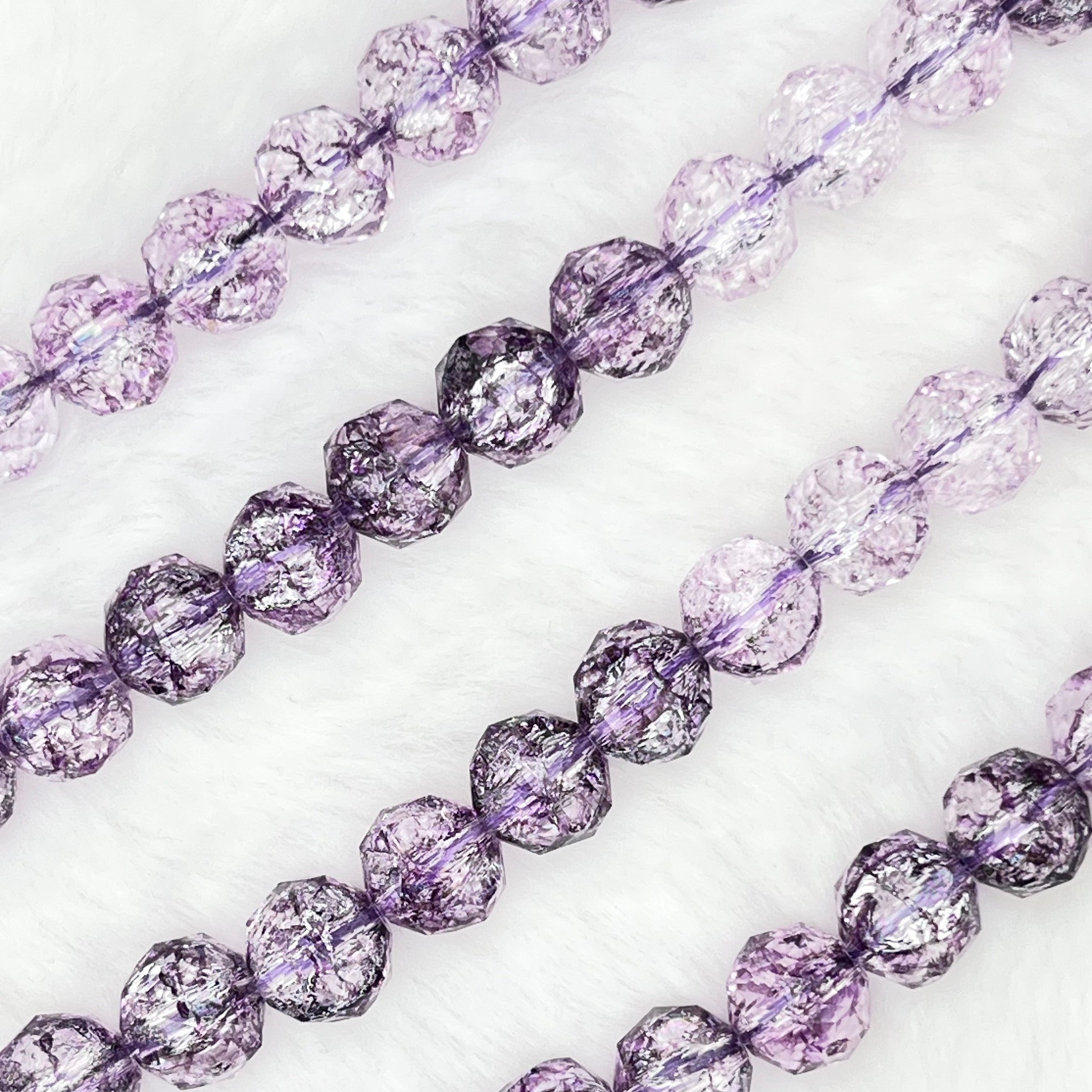 【 Crackle Round Faceted-7mm】Crystal Strands