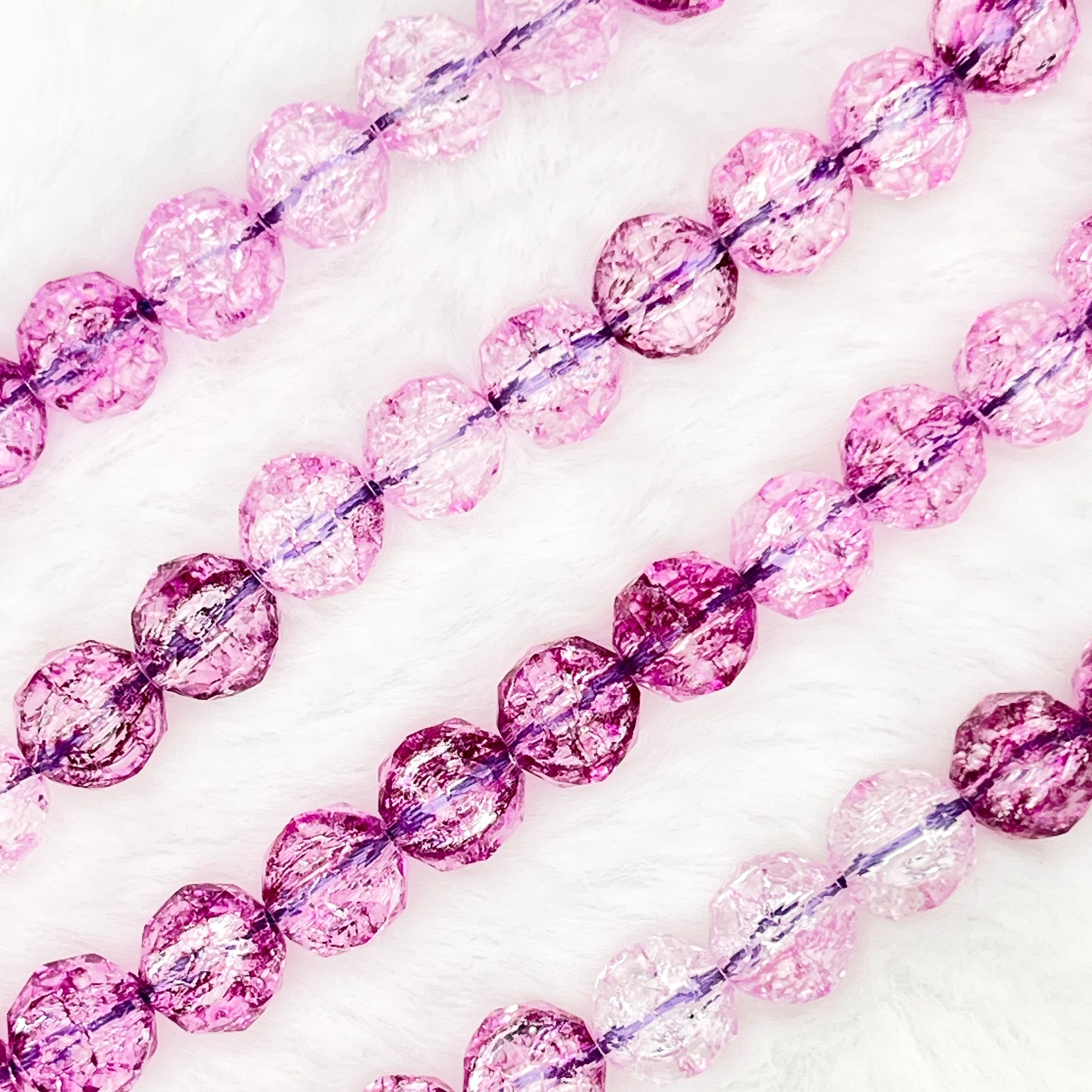 【 Crackle Round Faceted-7mm】Crystal Strands