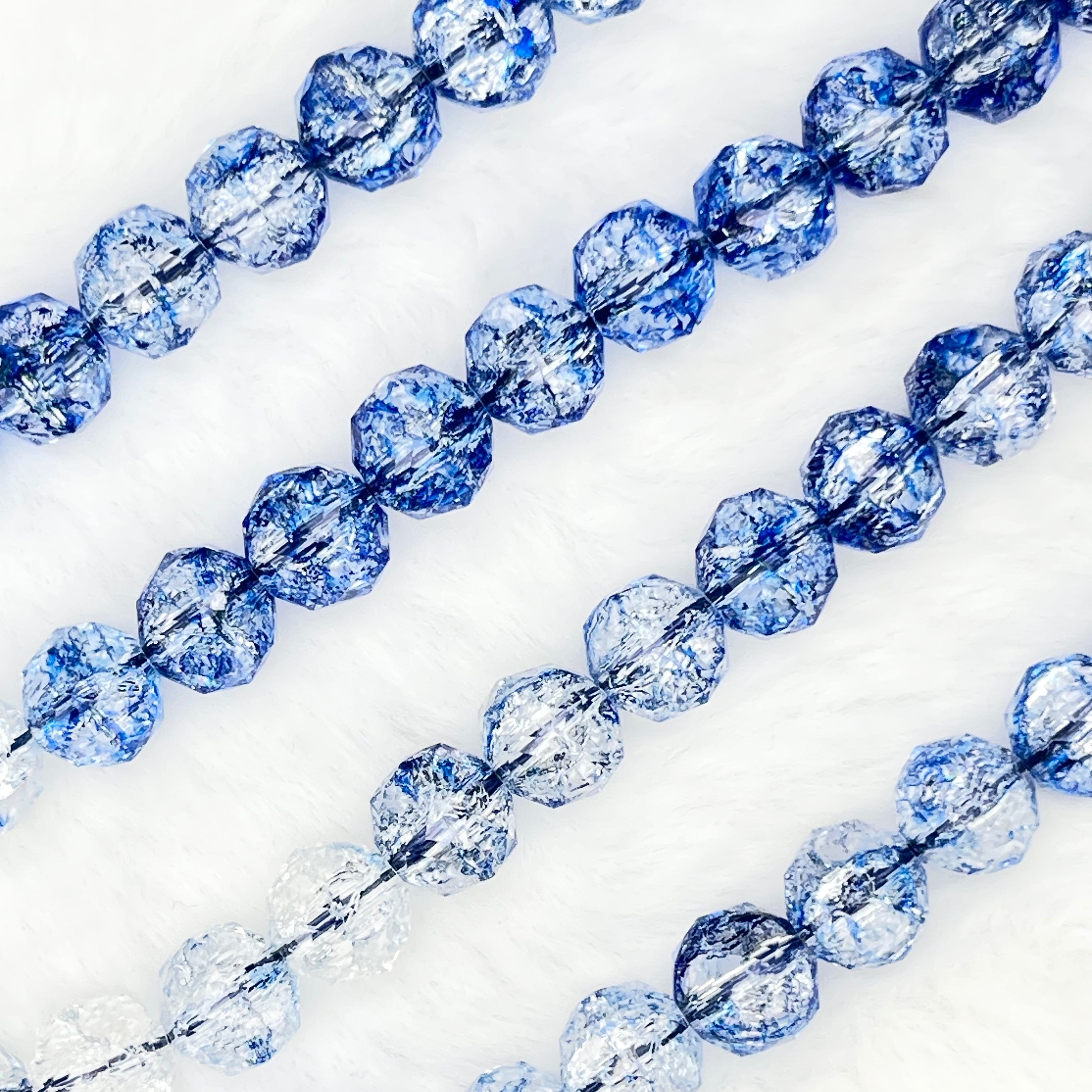 【 Crackle Round Faceted-7mm】Crystal Strands