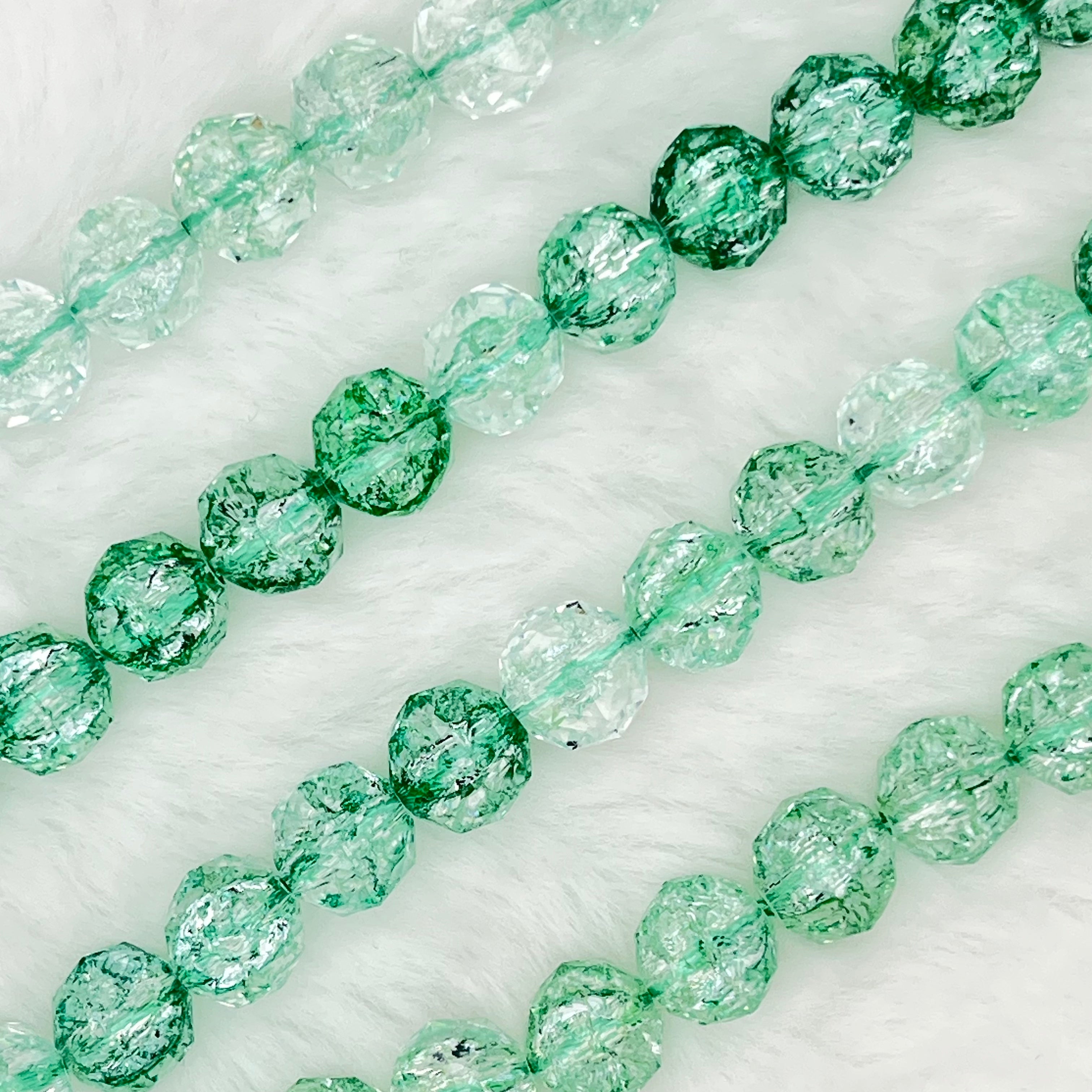 【 Crackle Round Faceted-7mm】Crystal Strands