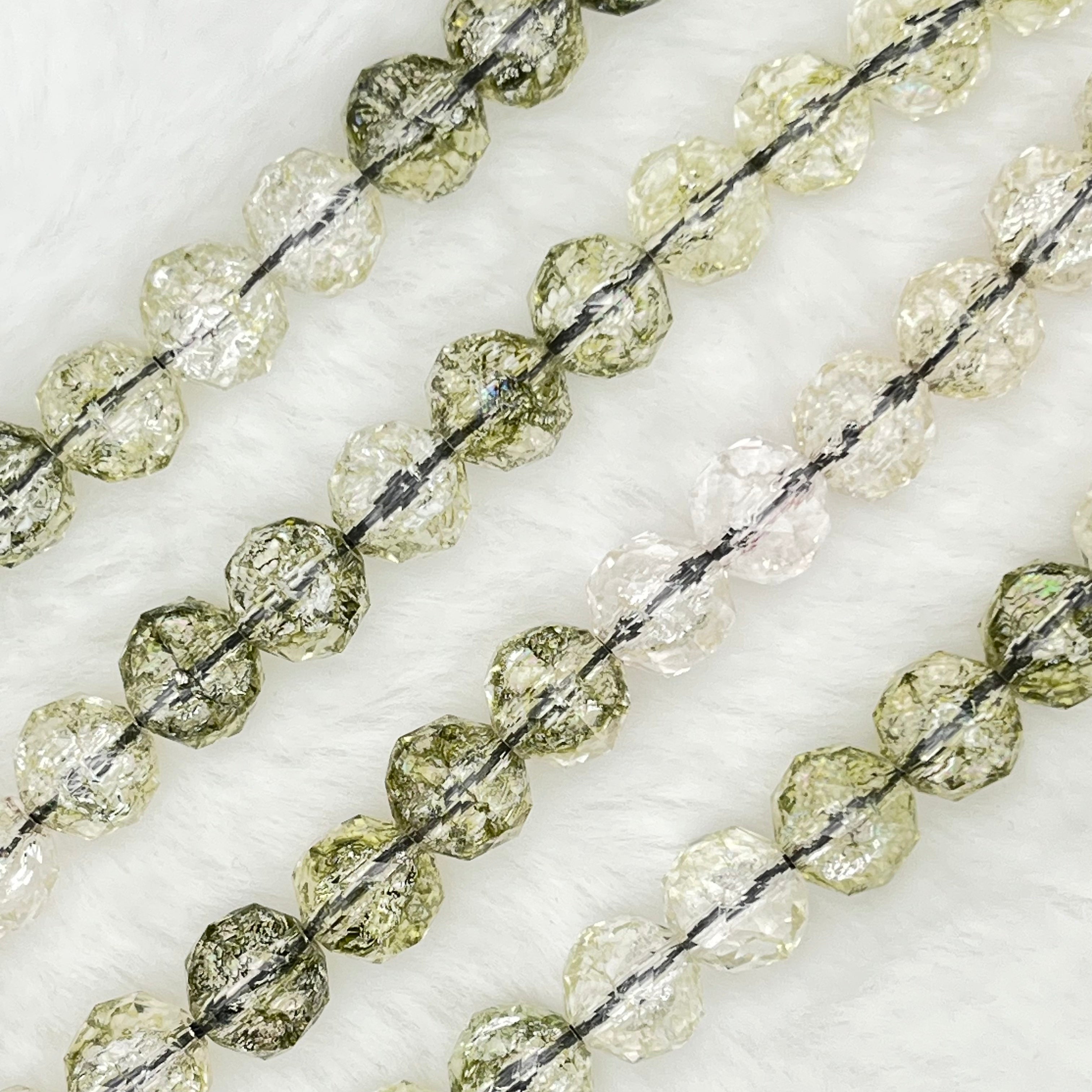 【 Crackle Round Faceted-7mm】Crystal Strands