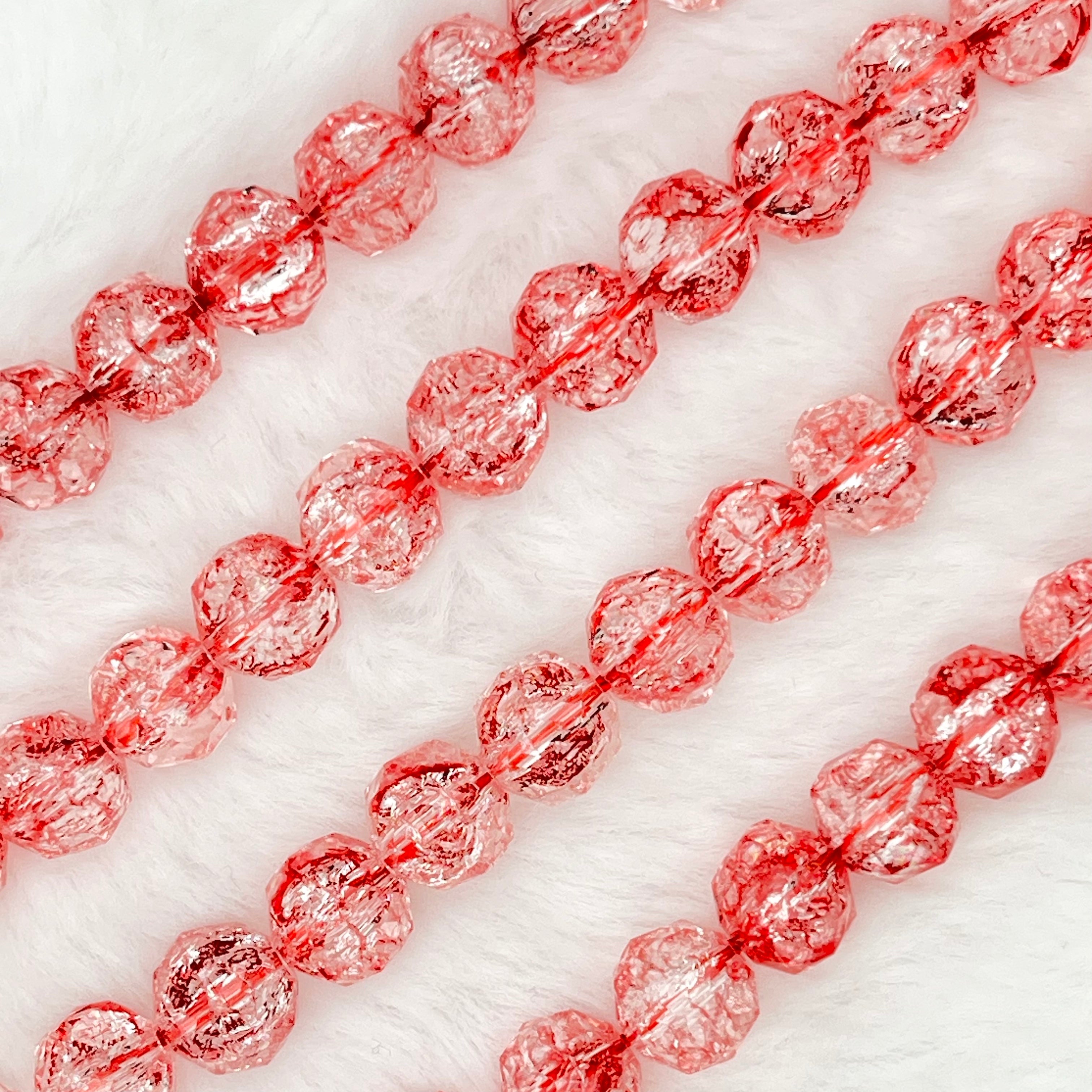 【 Crackle Round Faceted-7mm】Crystal Strands