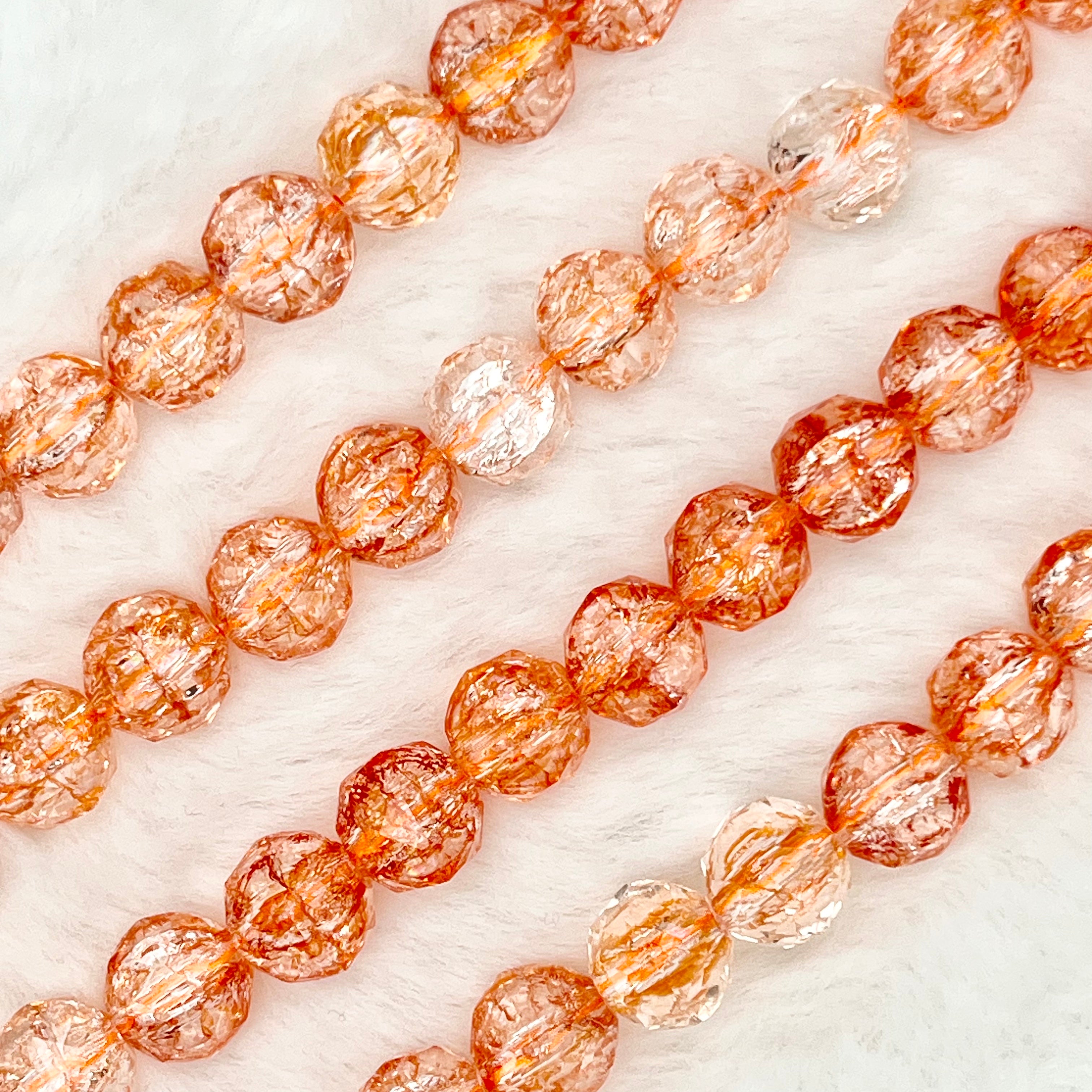 【 Crackle Round Faceted-7mm】Crystal Strands