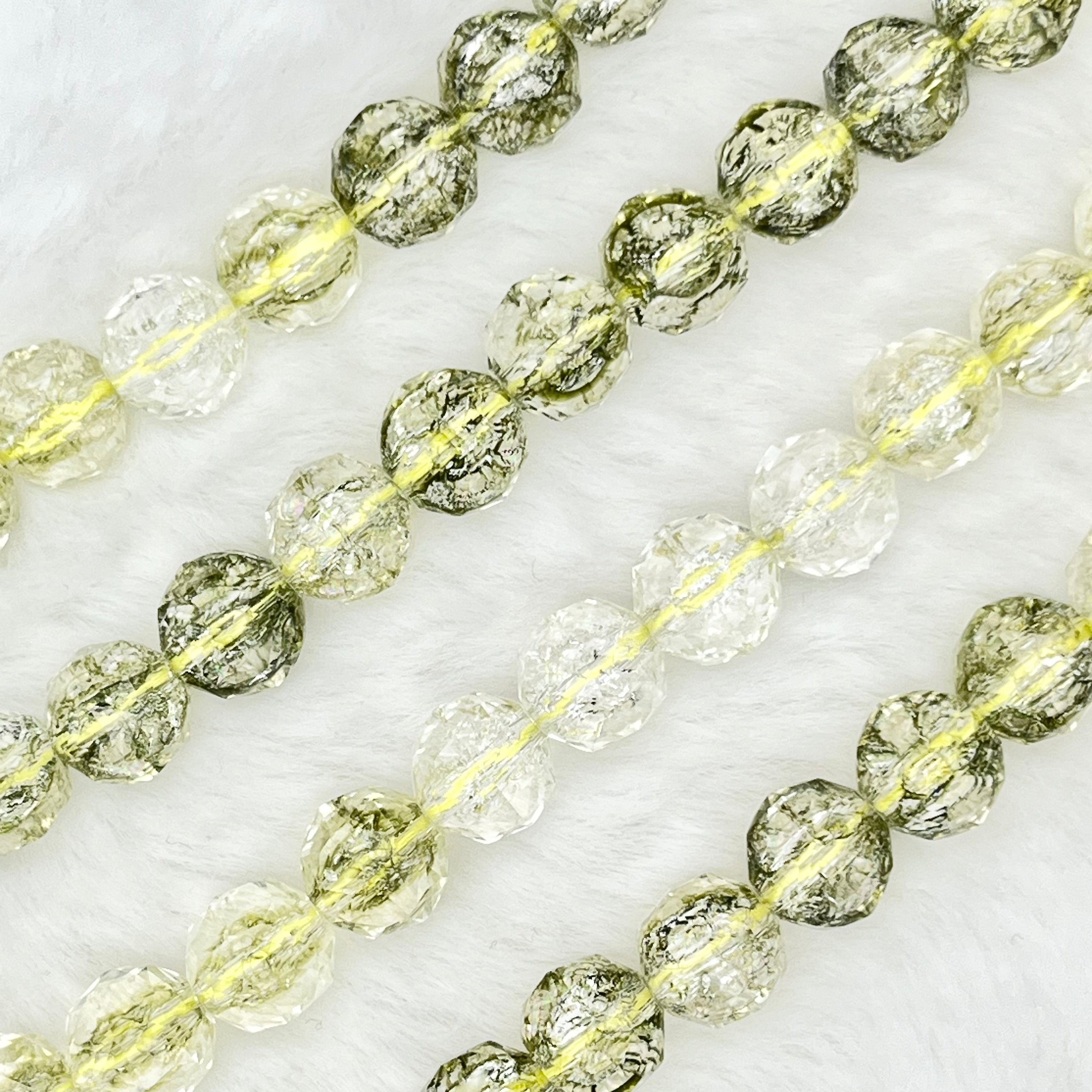 【 Crackle Round Faceted-7mm】Crystal Strands