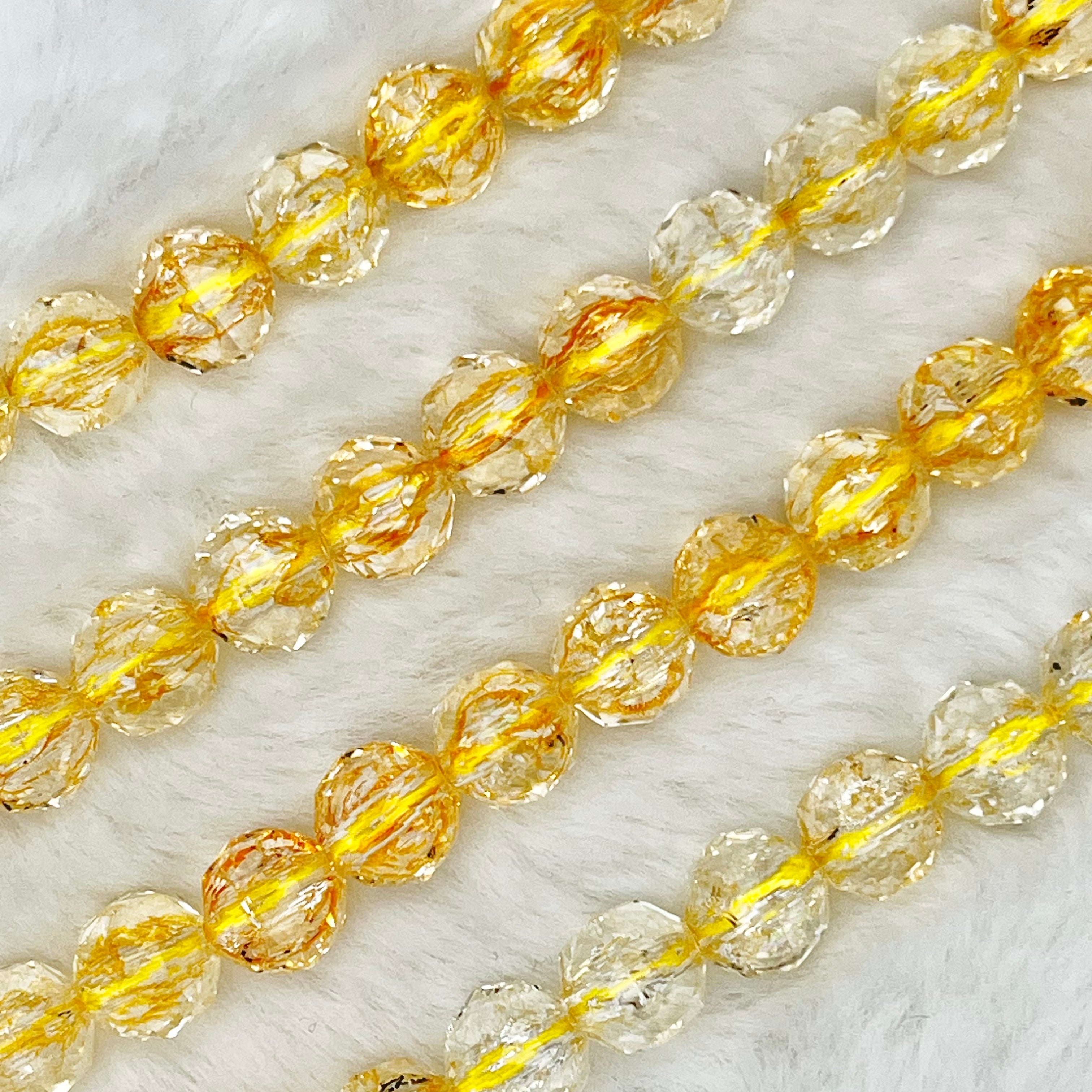 【 Crackle Round Faceted-7mm】Crystal Strands