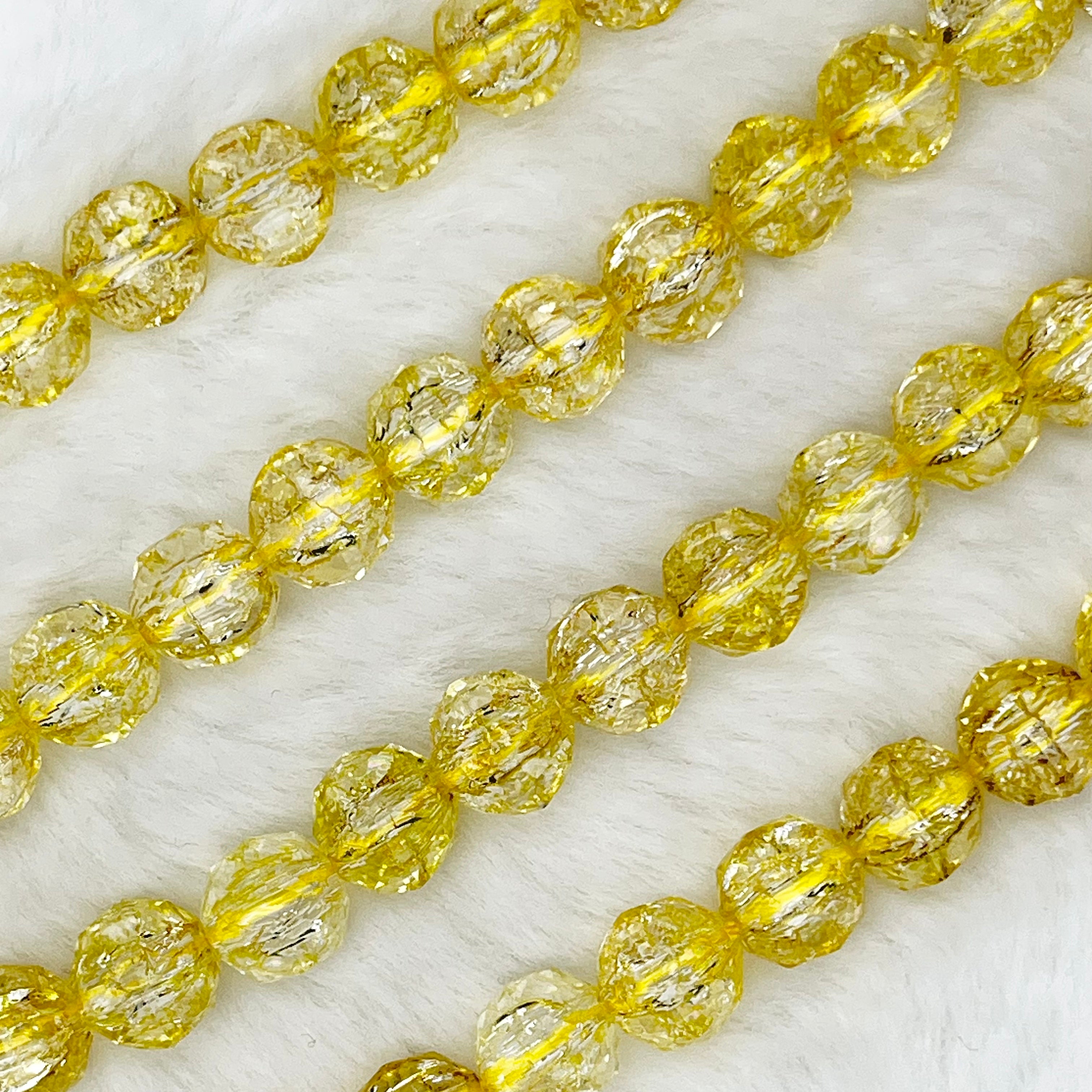 【 Crackle Round Faceted-7mm】Crystal Strands