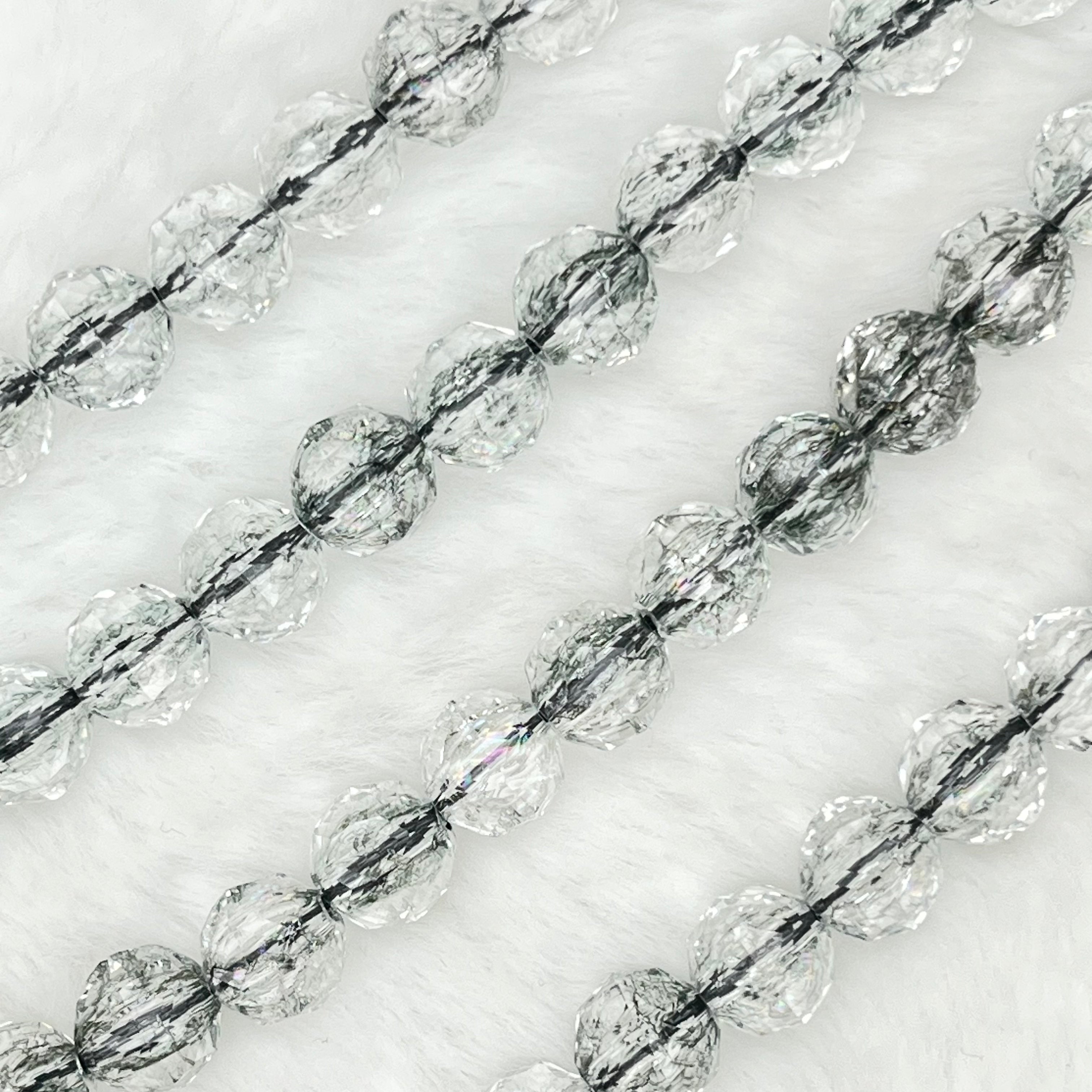 【 Crackle Round Faceted-7mm】Crystal Strands