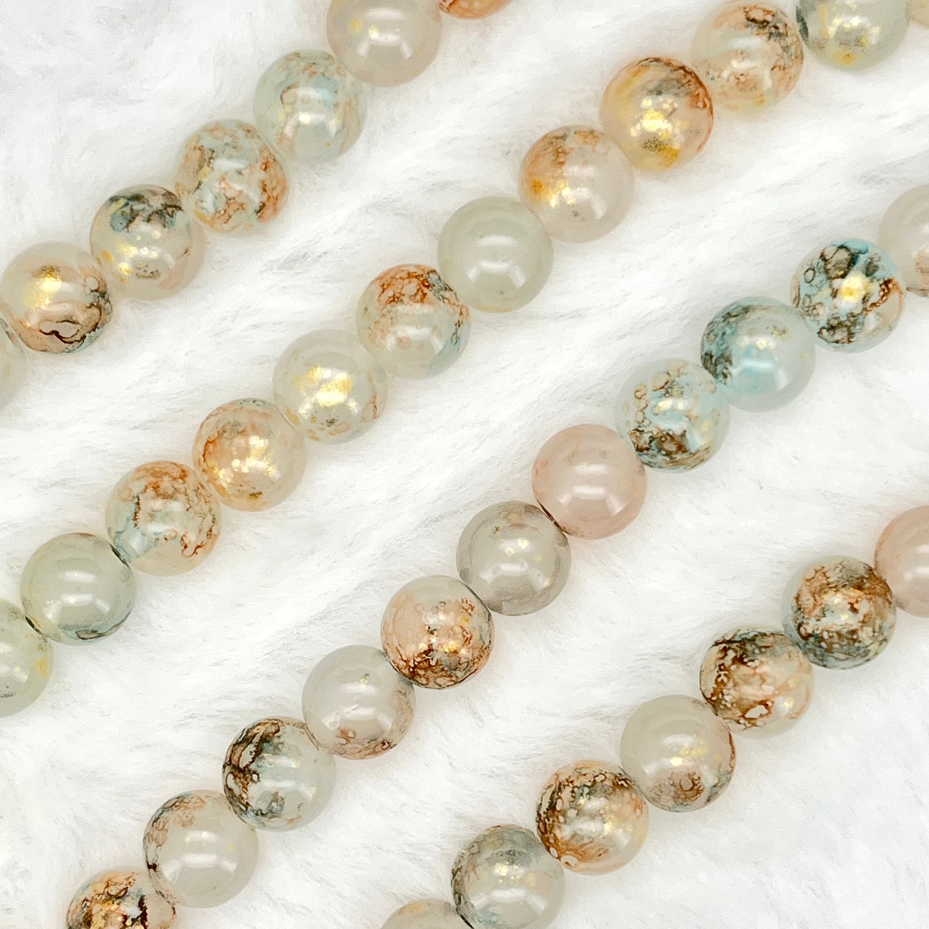 10MM Milky Glass Beads Strands