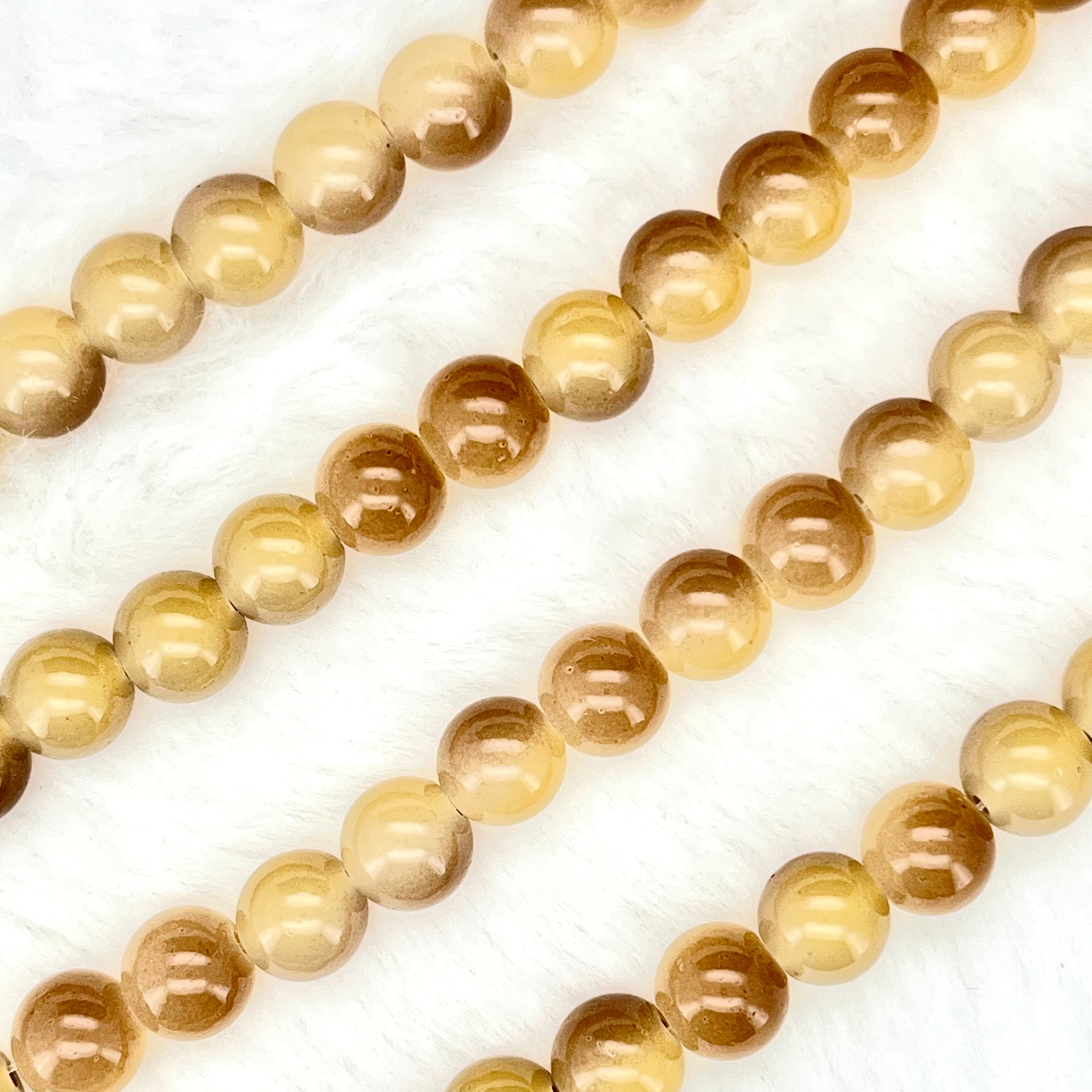 10MM Milky Glass Beads Strands