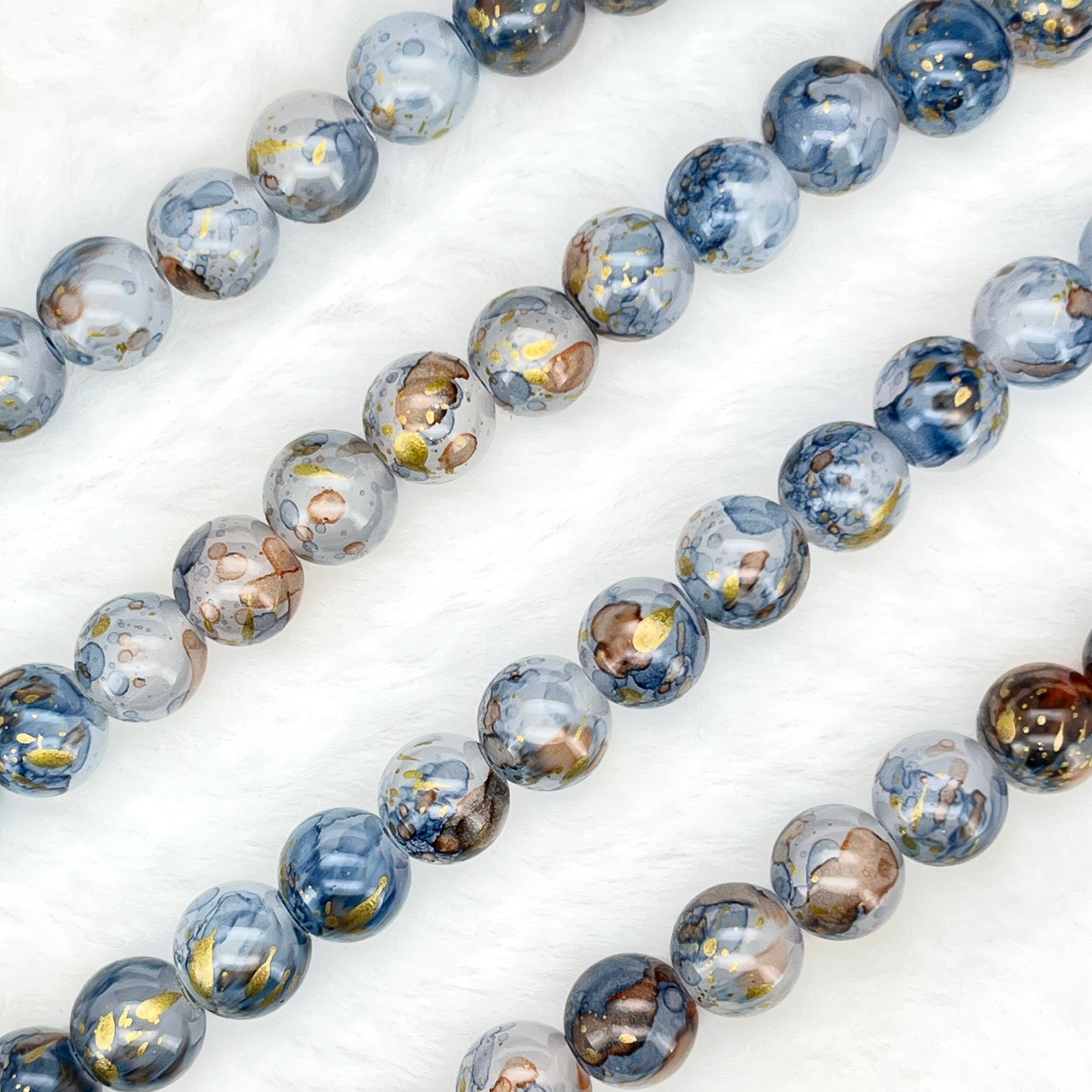 10MM Milky Glass Beads Strands
