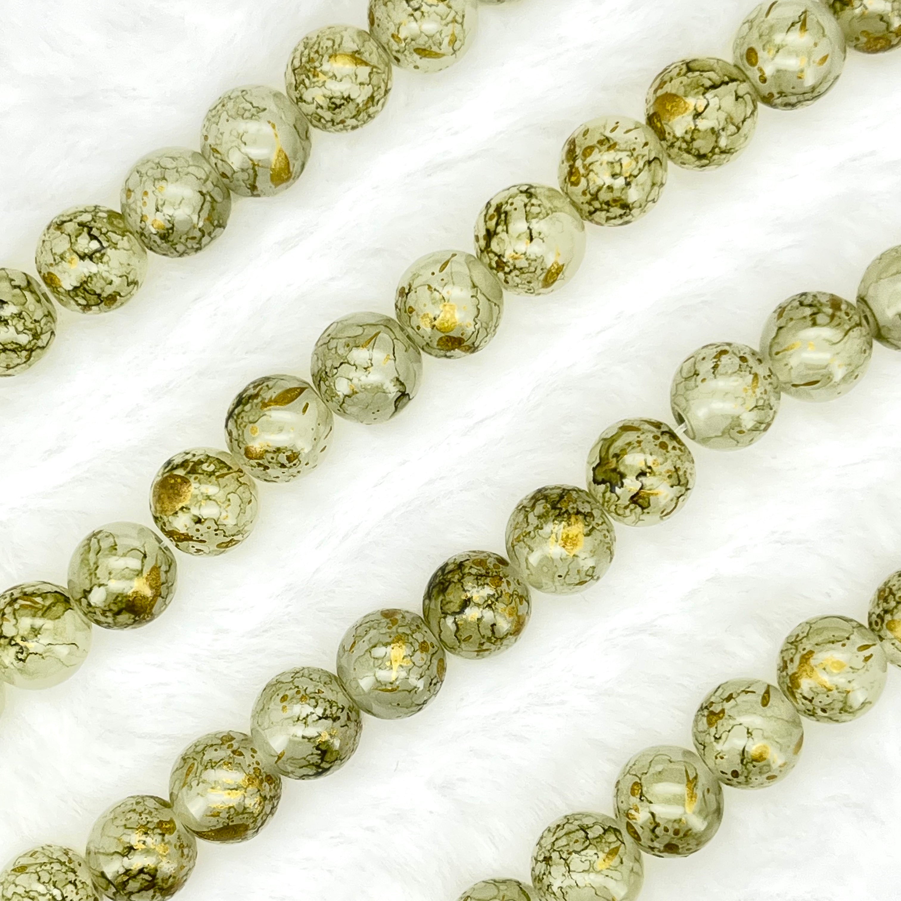 10MM Milky Glass Beads Strands