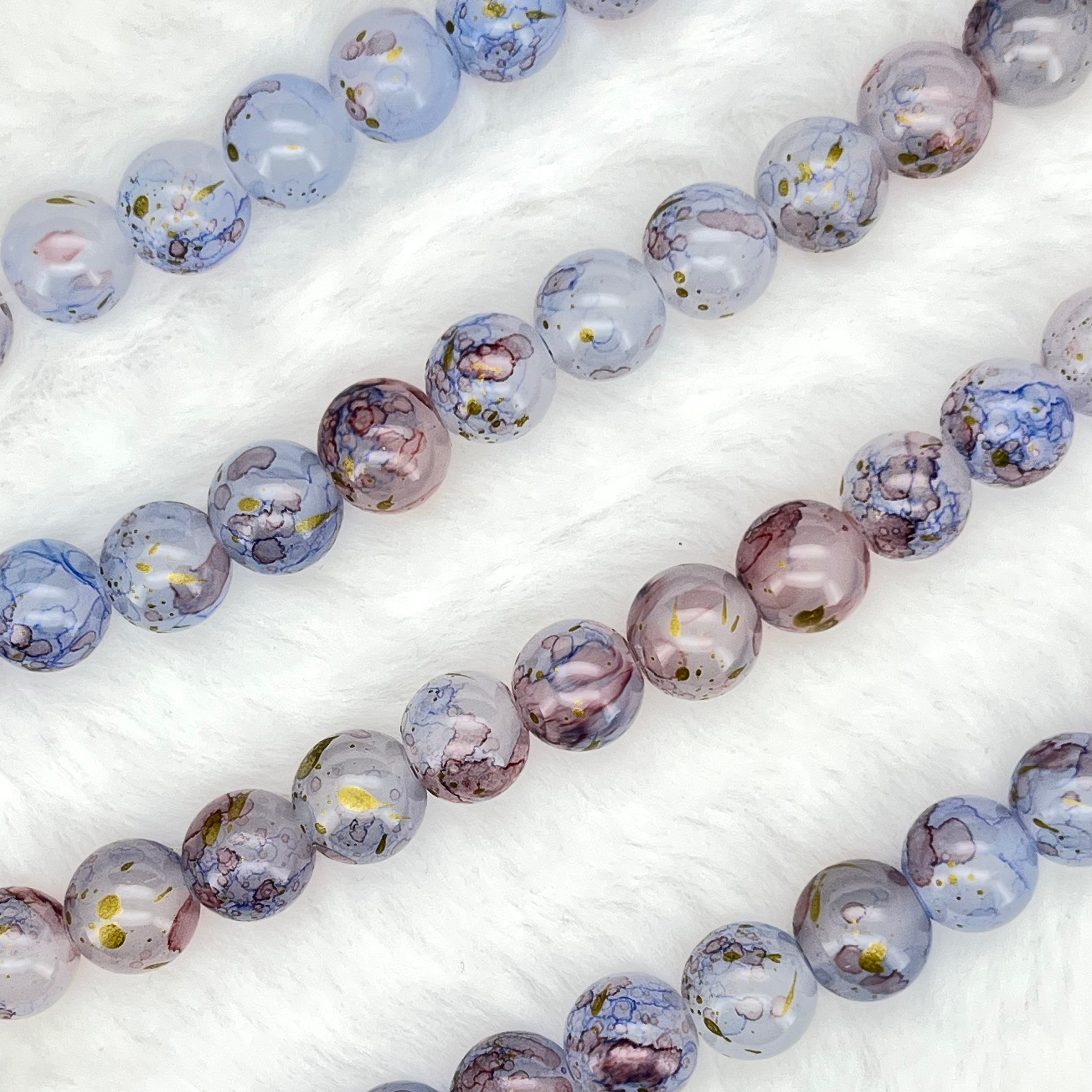 10MM Milky Glass Beads Strands
