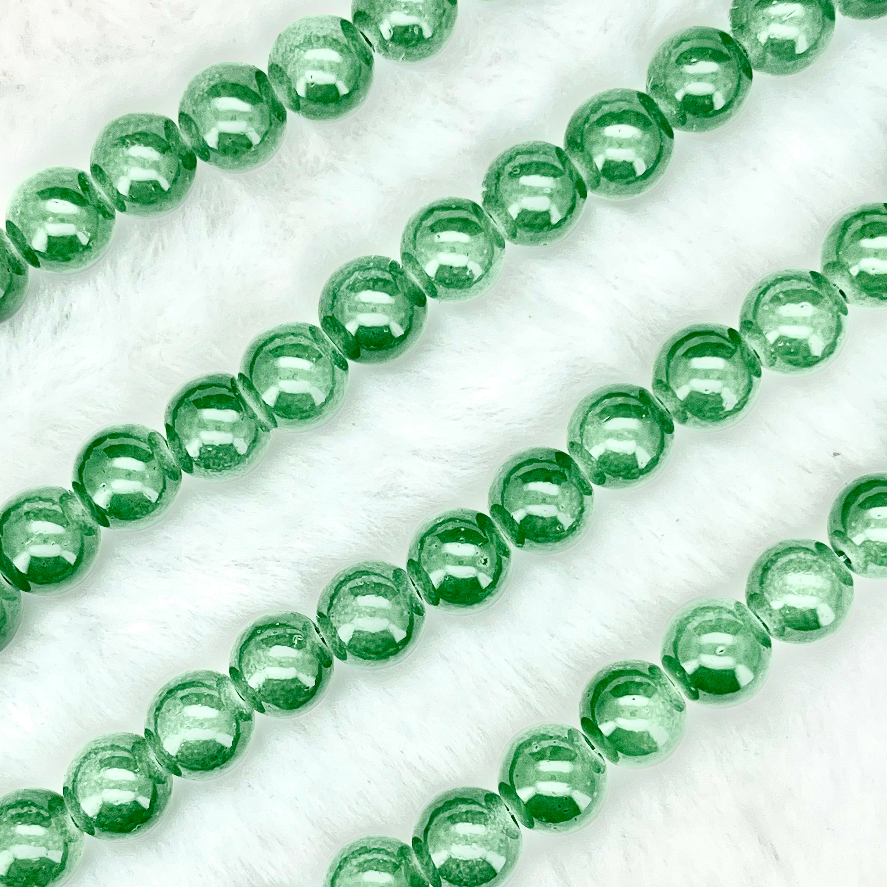 10MM Milky Glass Beads Strands